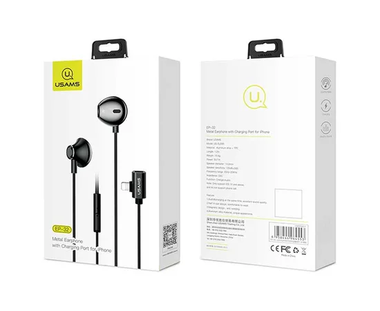 Наушники Usams EP-32 с разьемом Lightning Черный