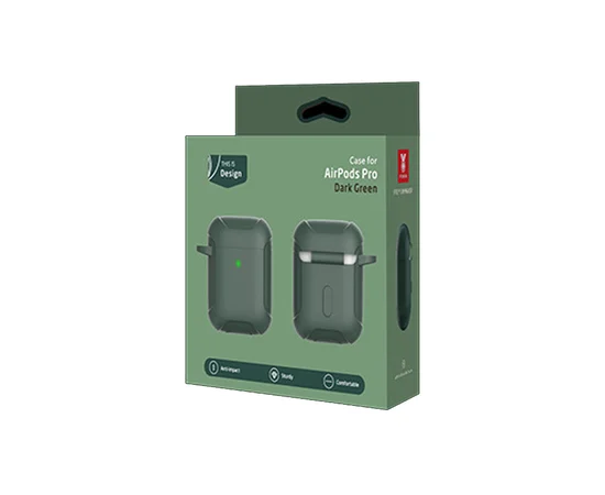 Силиконовый футляр Armor с карабином для Airpods Зеленый