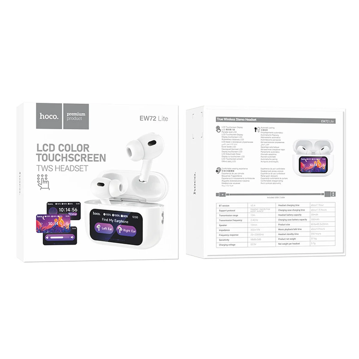 Беспроводные TWS наушники Hoco EW72 Lite Soar with Touch Screen White