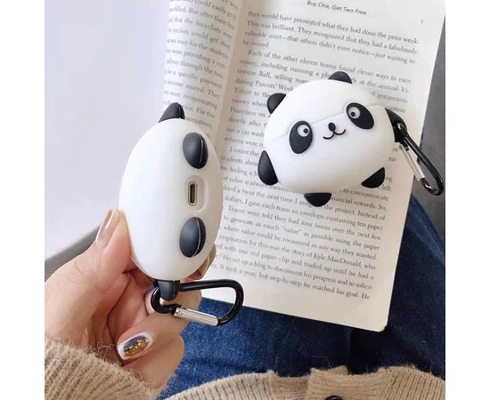 Силиконовый футляр Panda для наушников AirPods Черно - белый