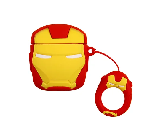 Силиконовый футляр Marvel & DC series для наушников AirPods2 + кольцо Iron Man / Красный