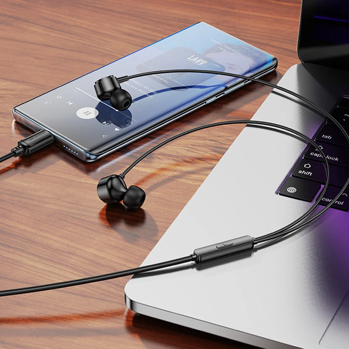 Наушники Borofone BM94 Sonar universal (Type-C/1.2m) Black