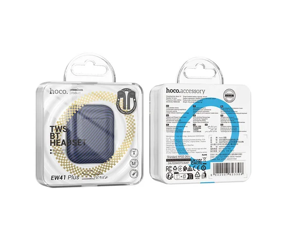 Беспроводные TWS наушники Hoco EW41 Plus (carbon fiber pattern version) Blue