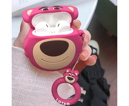 Силиконовый футляр Disney series для наушников AirPods + кольцо Лотсо / Розовый
