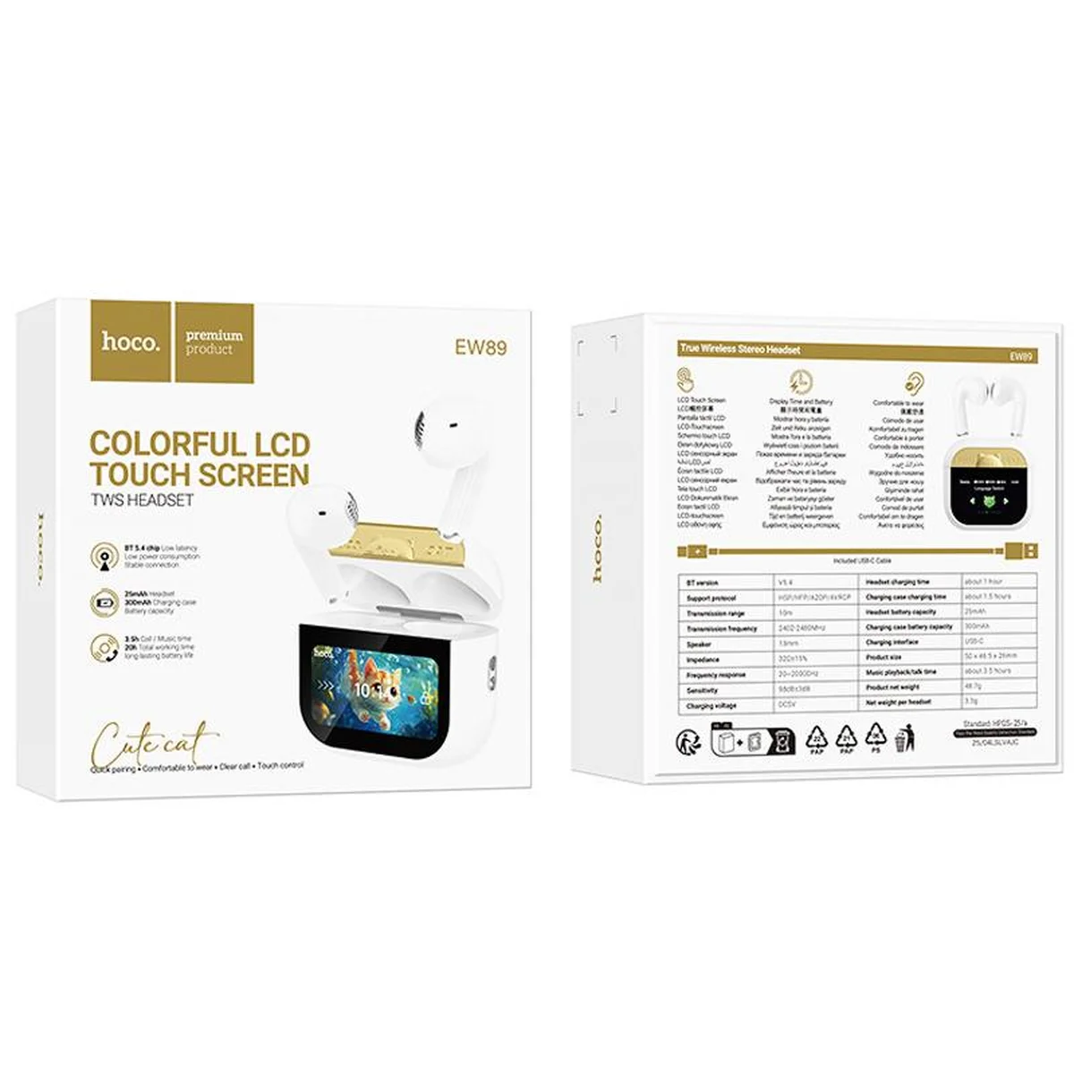 Беспроводные TWS наушники Hoco EW89 Kissa White