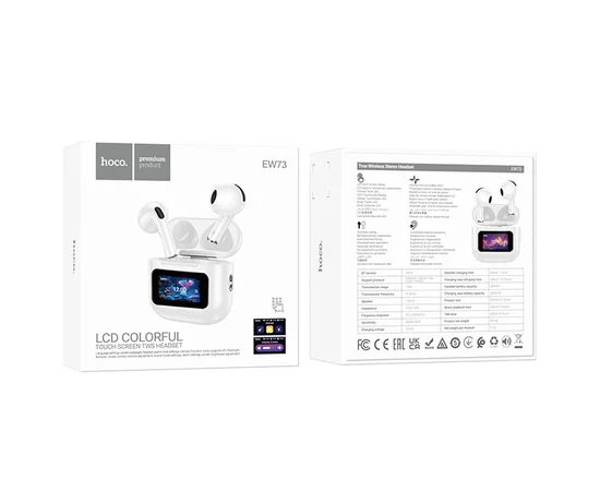 Беспроводные TWS наушники Hoco EW73 Randy with Touch Screen White