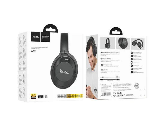 Накладные беспроводные наушники Hoco W37 Sound Active Noise Reduction Ultimate black