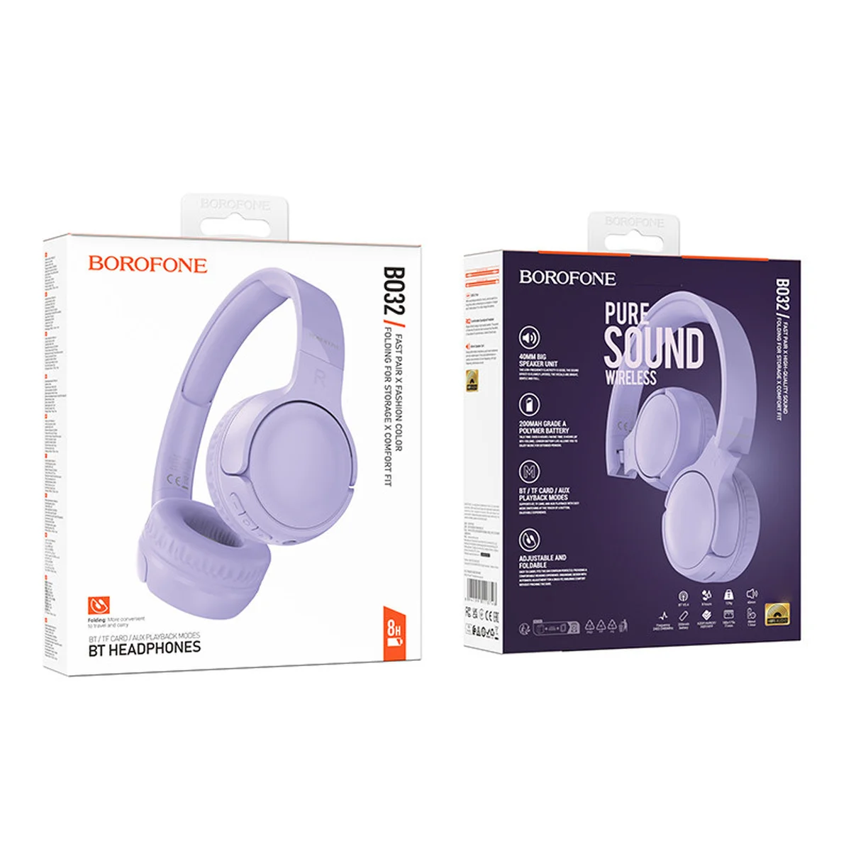 Накладные беспроводные наушники BOROFONE BO32 Show Purple