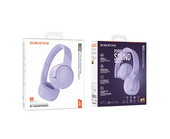 Накладные беспроводные наушники BOROFONE BO32 Show Purple