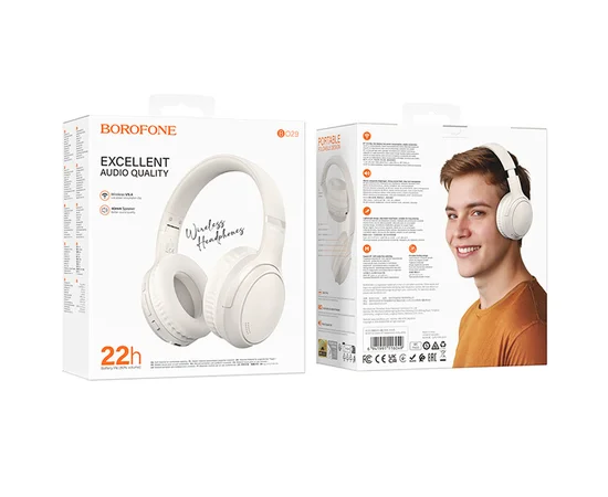 Накладные беспроводные наушники BOROFONE BO29 Fascinador Milky White