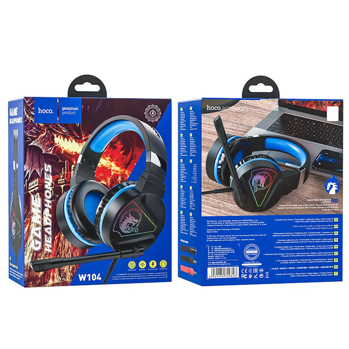 Стерео Навушники Hoco W104 Drift Блакитний