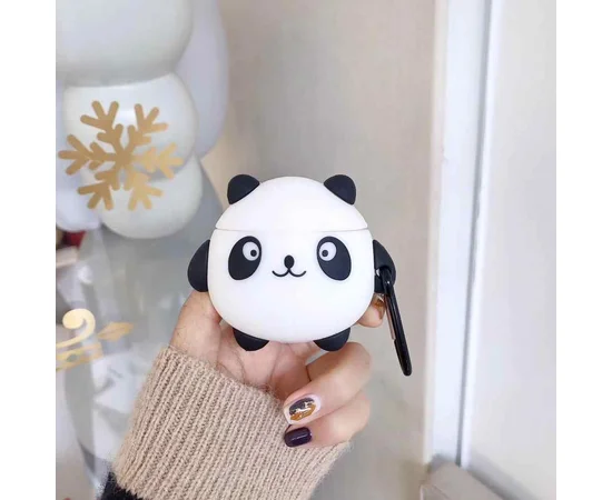 Силиконовый футляр Panda для наушников AirPods Черно - белый