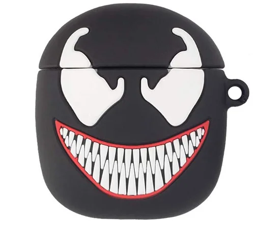 Силиконовый футляр Marvel & DC series для наушников AirPods + карабин Venom / Черный