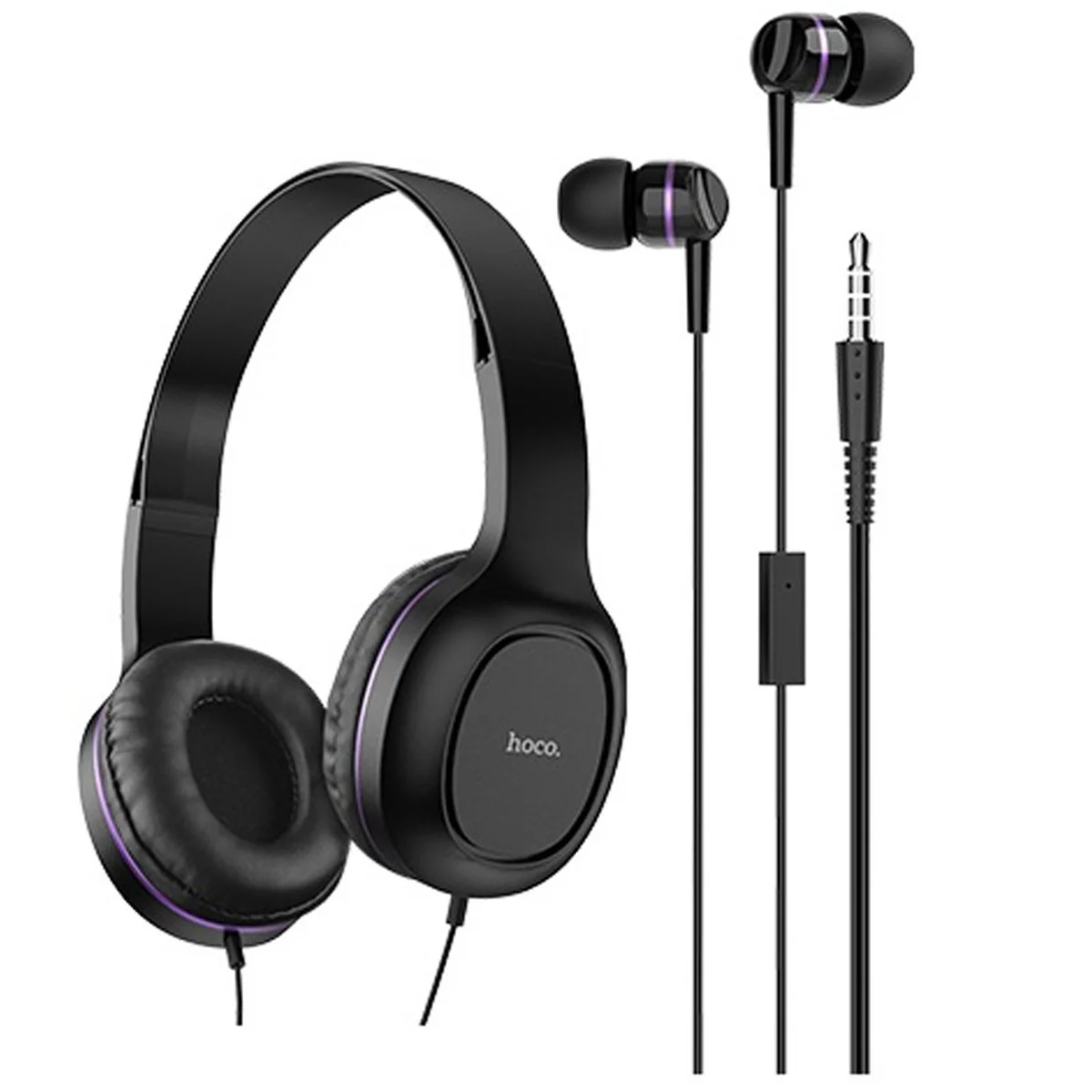 Наушники Hoco W24 Черно - фиолетовый
