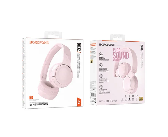 Накладные беспроводные наушники BOROFONE BO32 Show Pink
