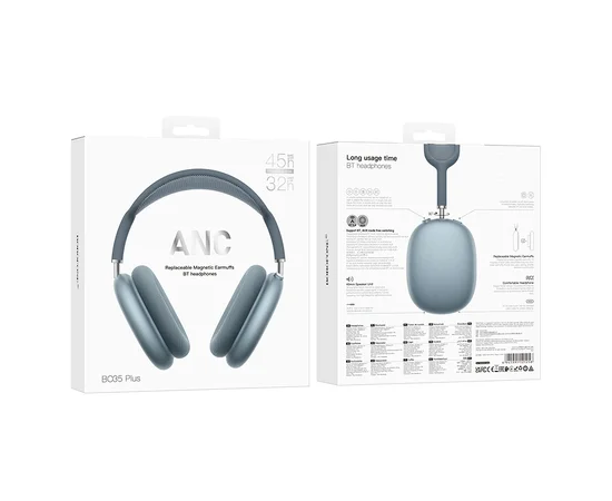 Накладные беспроводные наушники BOROFONE BO35 Plus Adorable ANC Blue