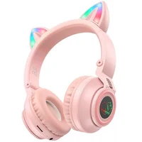 Bluetooth навушники BOROFONE BO18 Cat ear Рожевий