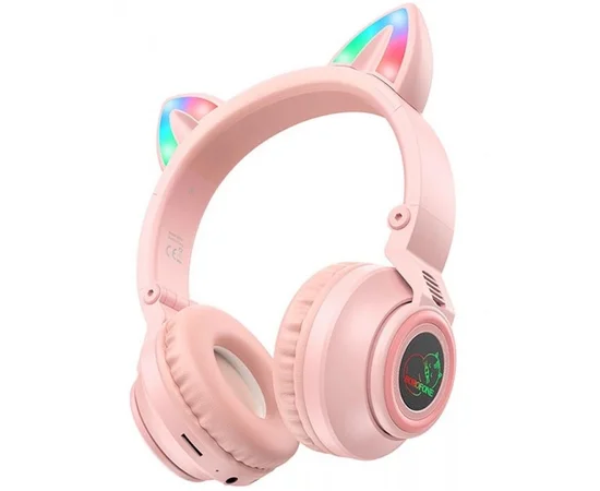 Bluetooth наушники BOROFONE BO18 Cat ear Розовый