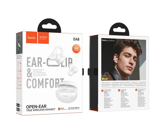 Беспроводные TWS наушники Hoco EA8 Warm clip-on (App) White