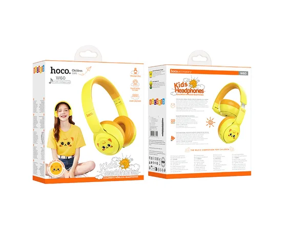 Накладные беспроводные наушники Hoco W60 Rhyme for children Sun yellow
