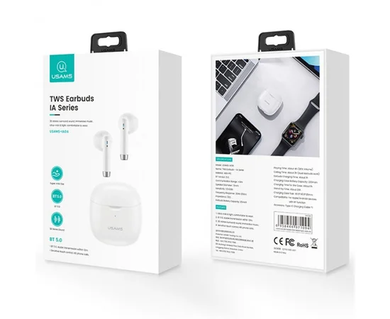 Беспроводные TWS наушники Usams-IA04 BT 5.0 Белый