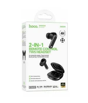 Беспроводные TWS наушники Hoco EW204 Verso + пульт дистанционного управления Black