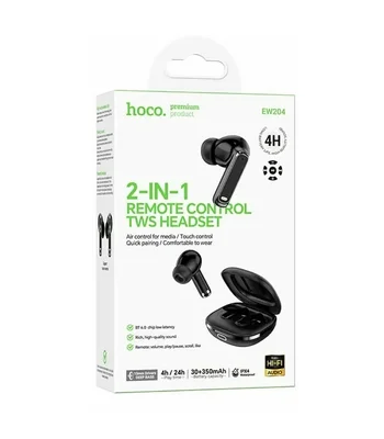 Беспроводные TWS наушники Hoco EW204 Verso + пульт дистанционного управления Black