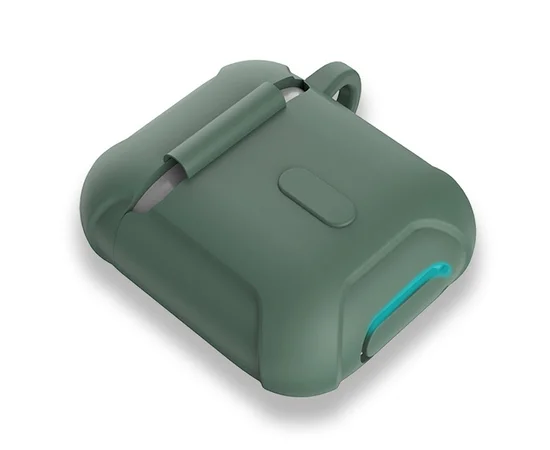 Силиконовый футляр Armor с карабином для Airpods Зеленый