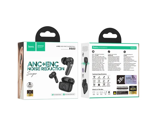 Беспроводные TWS наушники Hoco EQ22 Singer ANC+ENC Midnight Black