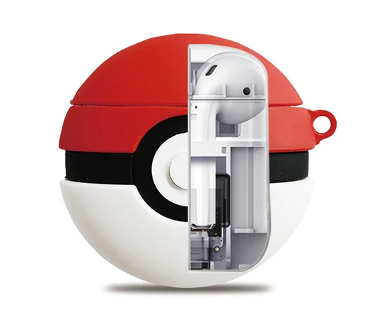Силиконовый футляр Pokemon series для наушников AirPods Pro + кольцо Покебол/Красно-белый