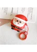Силиконовый футляр Happy New Year с кольцом для наушников AirPods Санта / Красный
