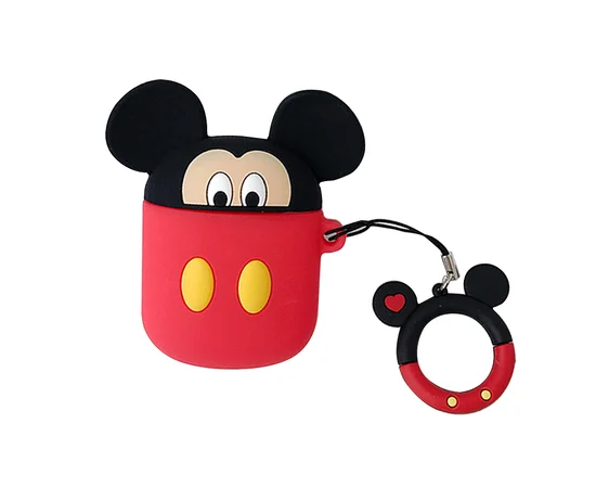 Силиконовый футляр Disney series для наушников AirPods2 + кольцо Микки Маус - красный