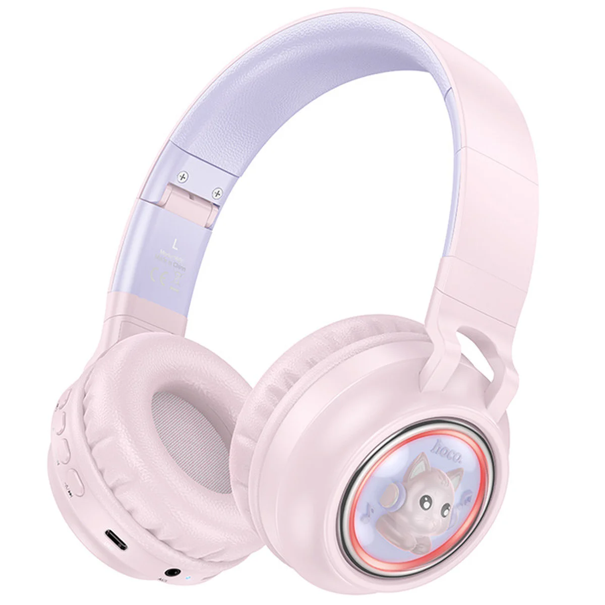 Накладные беспроводные наушники Hoco W50 Cute fun Pink