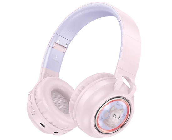 Накладные беспроводные наушники Hoco W50 Cute fun Pink