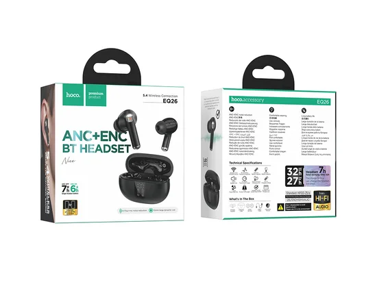 Беспроводные TWS наушники Hoco EQ26 Nice ANC+ENC Black