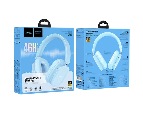 Накладні бездротові навушники Hoco W51 Delightful Blue