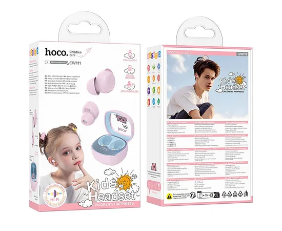 Беспроводные TWS наушники Hoco EW111 Friendly for children Pink