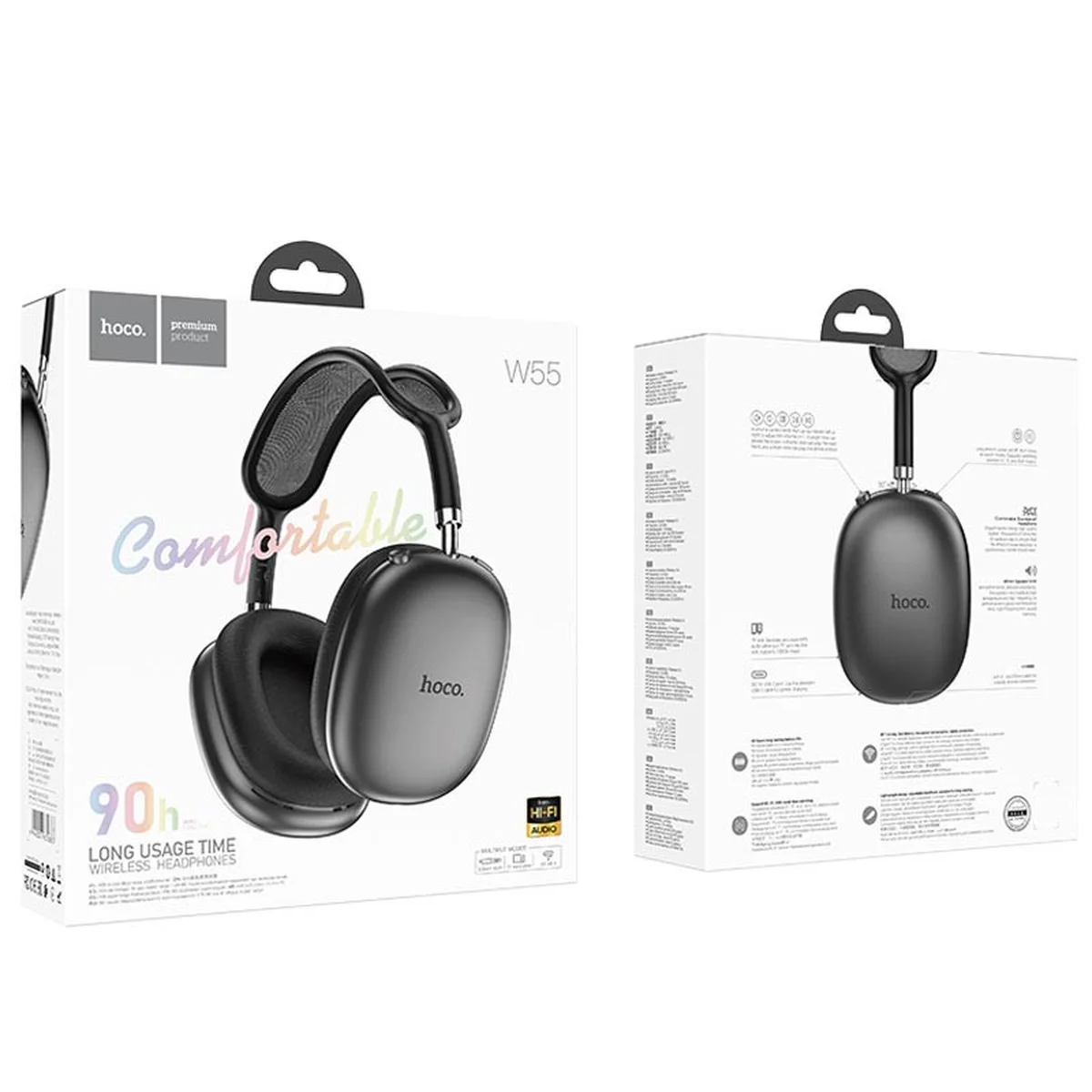 Накладные беспроводные наушники Hoco W55 Pleasing Deep space gray