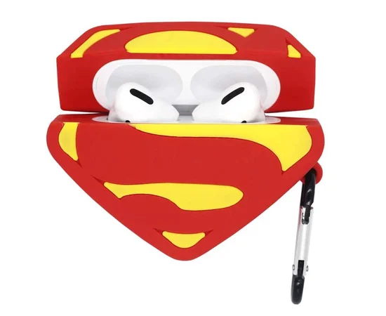 Силиконовый футляр Marvel & DC series для наушников AirPods + карабин Супермен / Красный