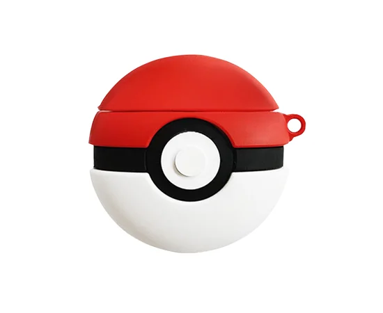 Силиконовый футляр Pokemon series для наушников AirPods Pro + кольцо Покебол/Красно-белый