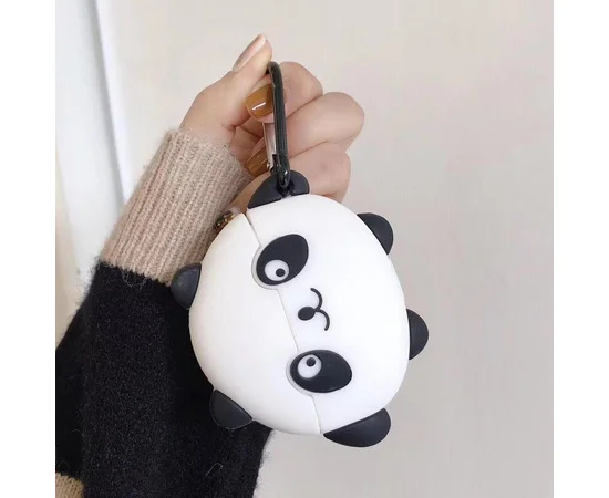 Силиконовый футляр Panda для наушников AirPods Черно - белый