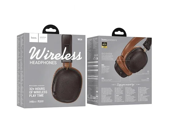 Накладні бездротові навушники Hoco W64 Earl II Brown
