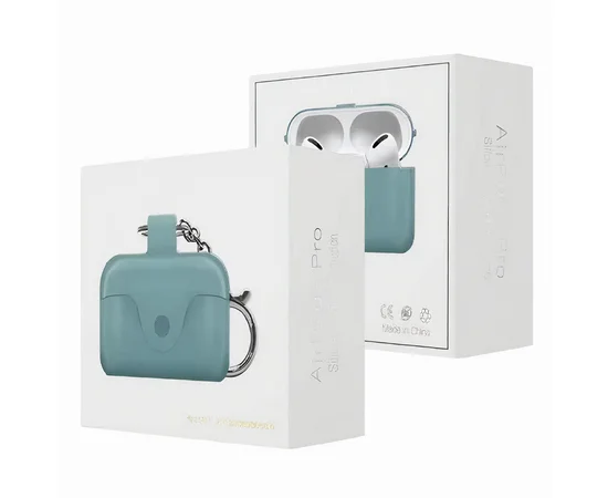 Силиконовый футляр на магните для наушников  AirPods 1/2 Бирюзовый / Beryl