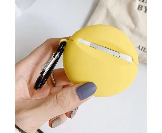 Силиконовый футляр M & M`s с карабином для наушников AirPods2 Желтый
