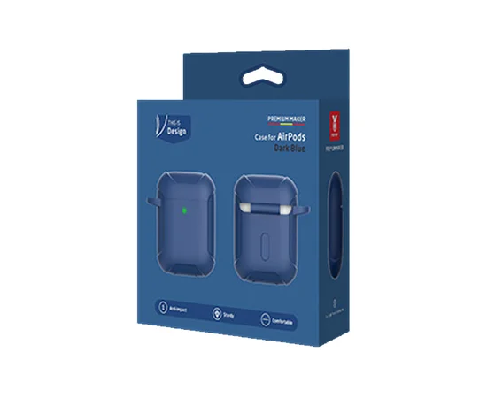 Силиконовый футляр Armor с карабином для Airpods Синий