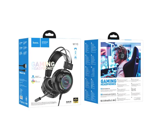 Накладные наушники Hoco W110 Resource (USB+3.5mm/2m) Black