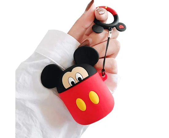 Силиконовый футляр Disney series для наушников AirPods2 + кольцо Микки Маус - красный