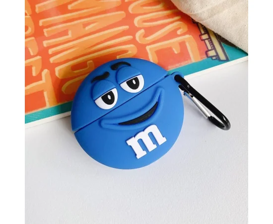 Силиконовый футляр M & M`s с карабином для наушников AirPods2 Синий