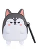 Силиконовый футляр Dogs для наушников AirPods Хаски / Серый