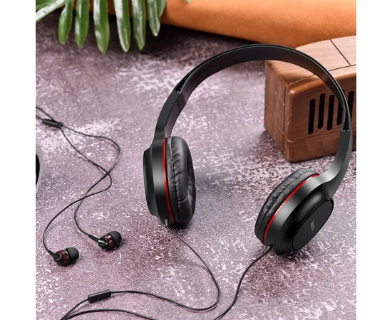 Проводная гарнитура Hoco W24 Черно - красный